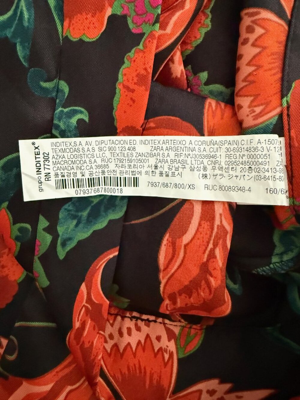 ZARA Floral Midi Skirt Asymmetric Hem Size XS - Picture 8 of 9